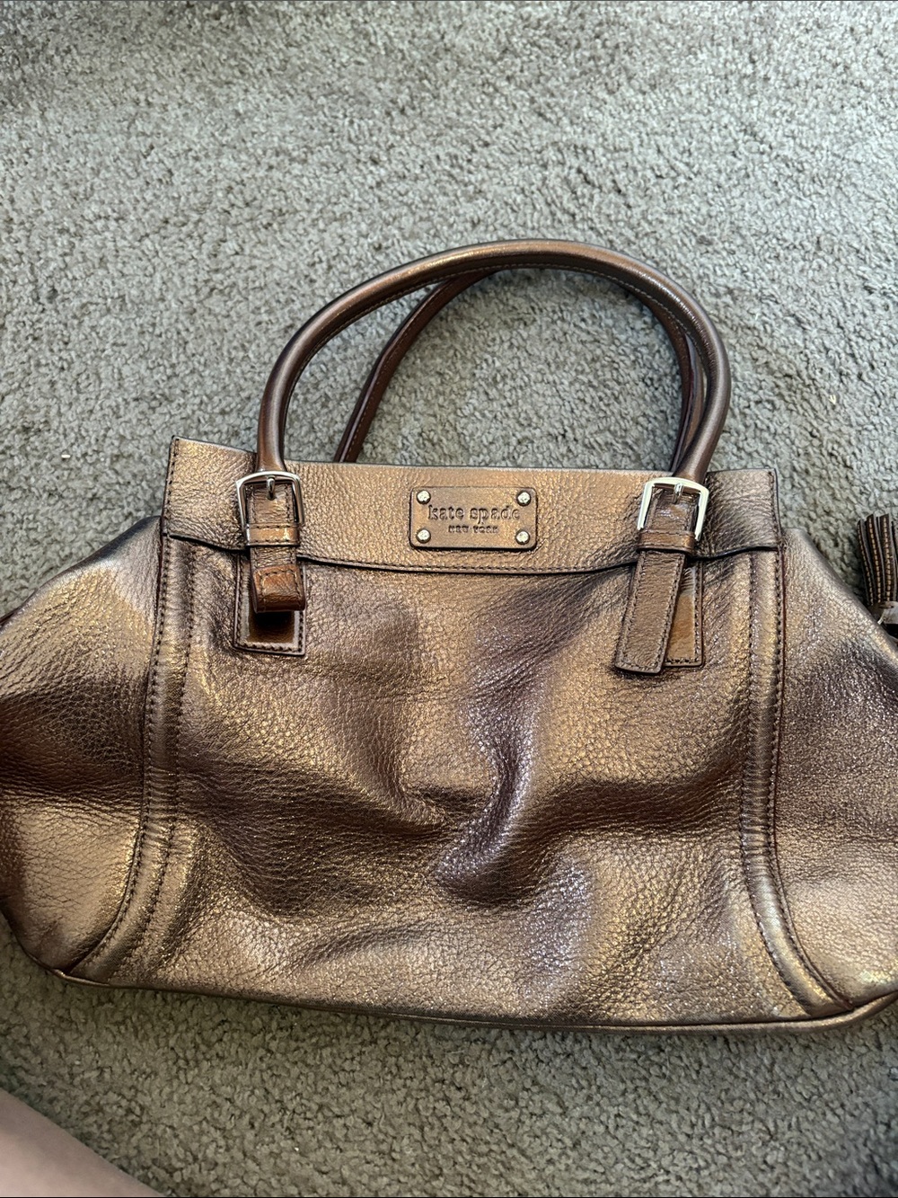 kate spade Metallic Bronze Pebbled Leather Satchel